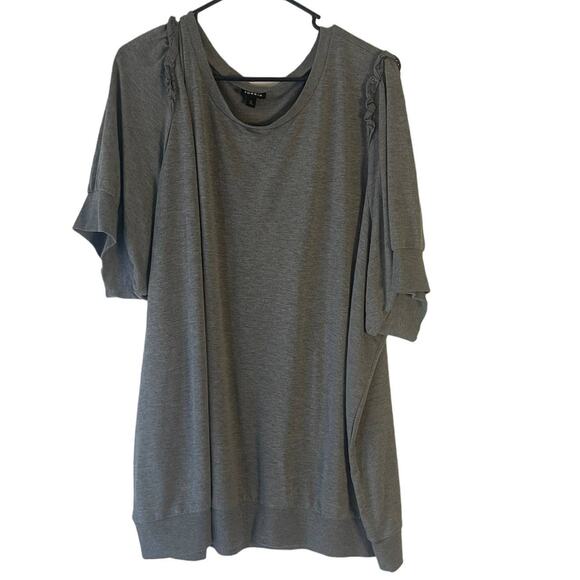 Torrid Women's Plus Size 5 Grey Elbow Sleeve Eyelet Flutter Sweater - Picture 1 of 8